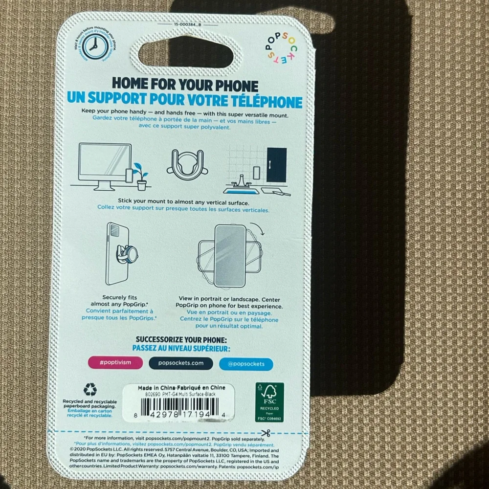 PopSockets Multi-Surface Phone PopMount Ver. 2 Universal  Mount Stand Holder NIB